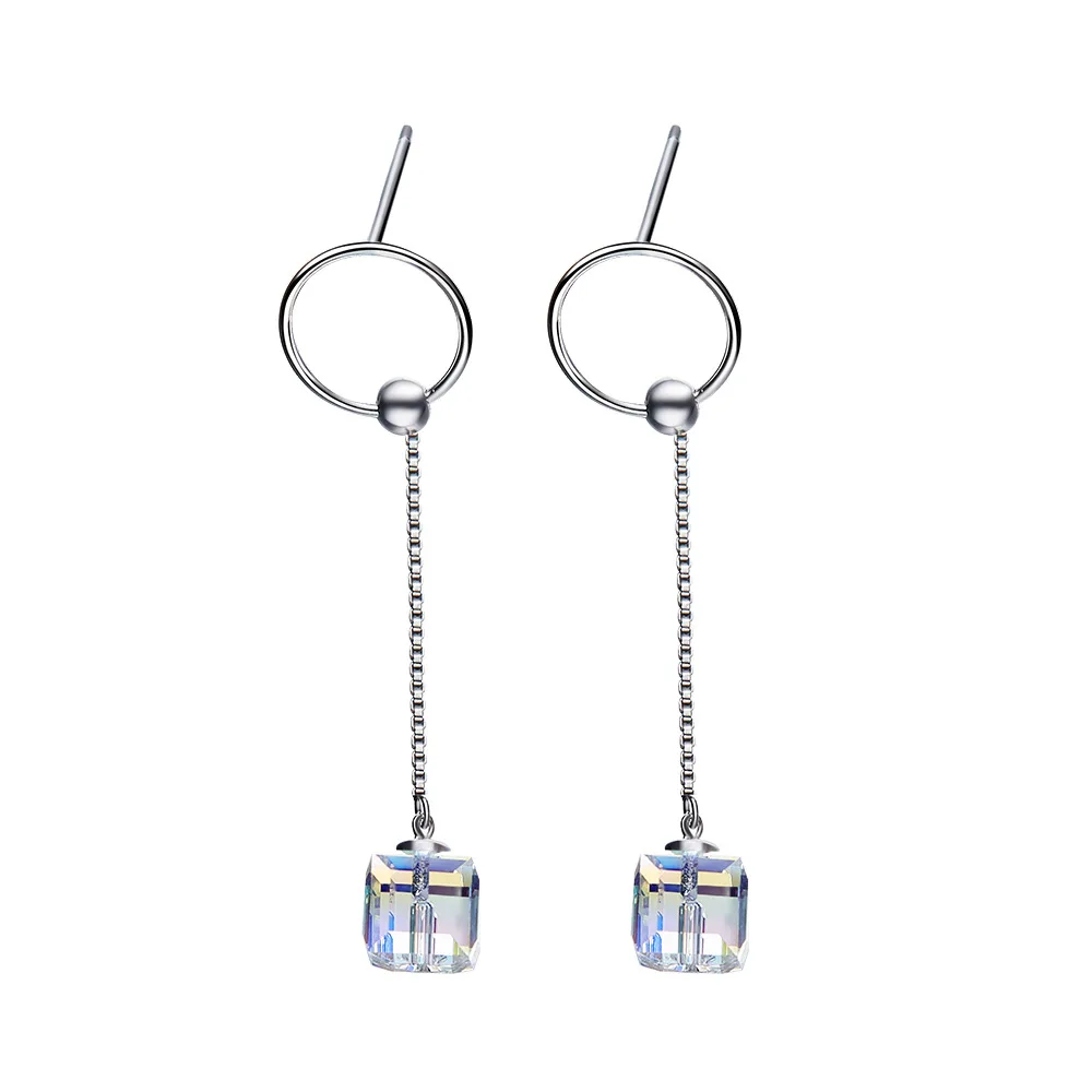 Серьги Warme Farben с кристаллами Swarovski для женщин S925 Серебряные квадратные кубические