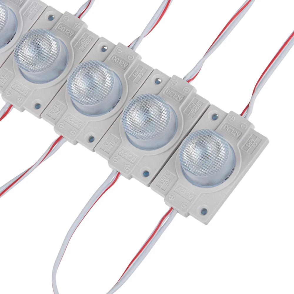 20 шт. светодиодный модуль 3030 SMD светодиодный холодный белый 6500K 2W Светодиодный модуль с объективом для светильник DC12V водонепроницаемый IP65 клейкая лента