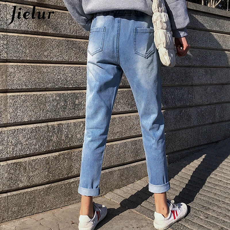 Jielur джинсы женские в полоску с высокой талией S 5XL Pantalon Mom Jean Femme 2020 корейский стиль