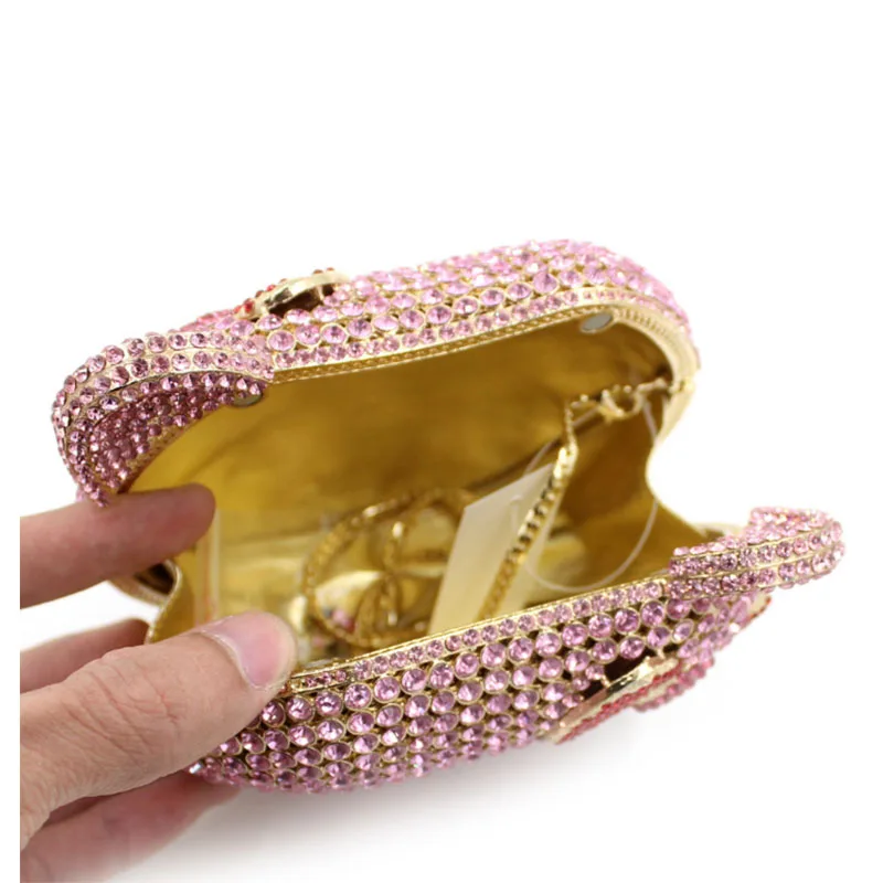 

XIYUAN BRAND luxury European and American Style full Diamond Banquet evening cat bag Bride Wedding Party Purse Chain Bolso