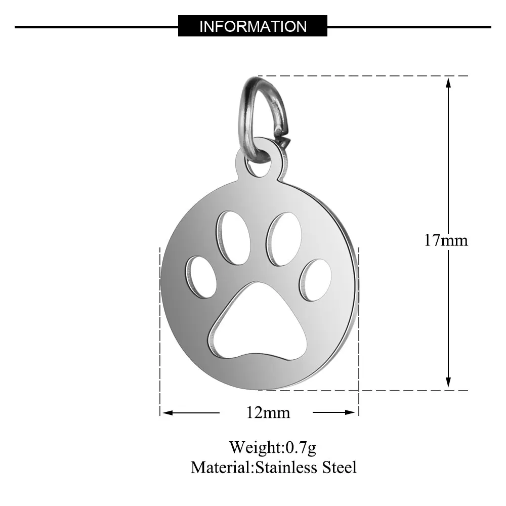 5 шт./лот 100% нержавеющая сталь Pet Paw Charms VNISTAR полированная собачья лапа Ожерелье