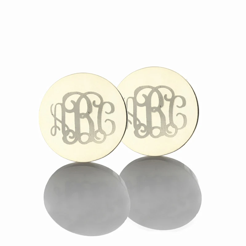 

AILIN Personalized Monogram Earrings Silver Engraved Name Earrings Initials Earrings