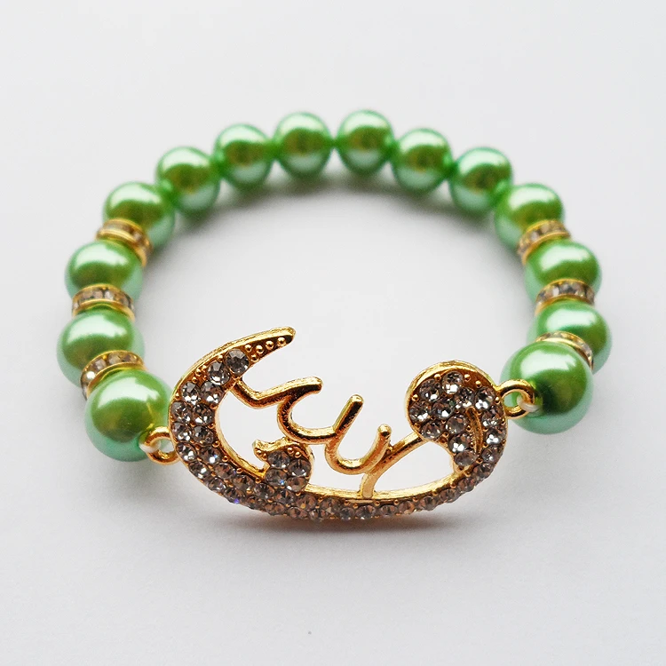 2020 новый стиль зеленый жемчуг мусульманская мала молитвенные бусины браслеты