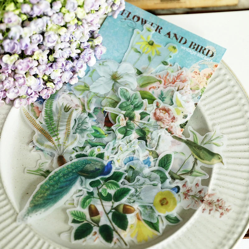 56pcs Retro flowers and birds Acetate Diecut shapes for Scrapbooking Happy Planner/Card Making/Journaling Project | Дом и сад