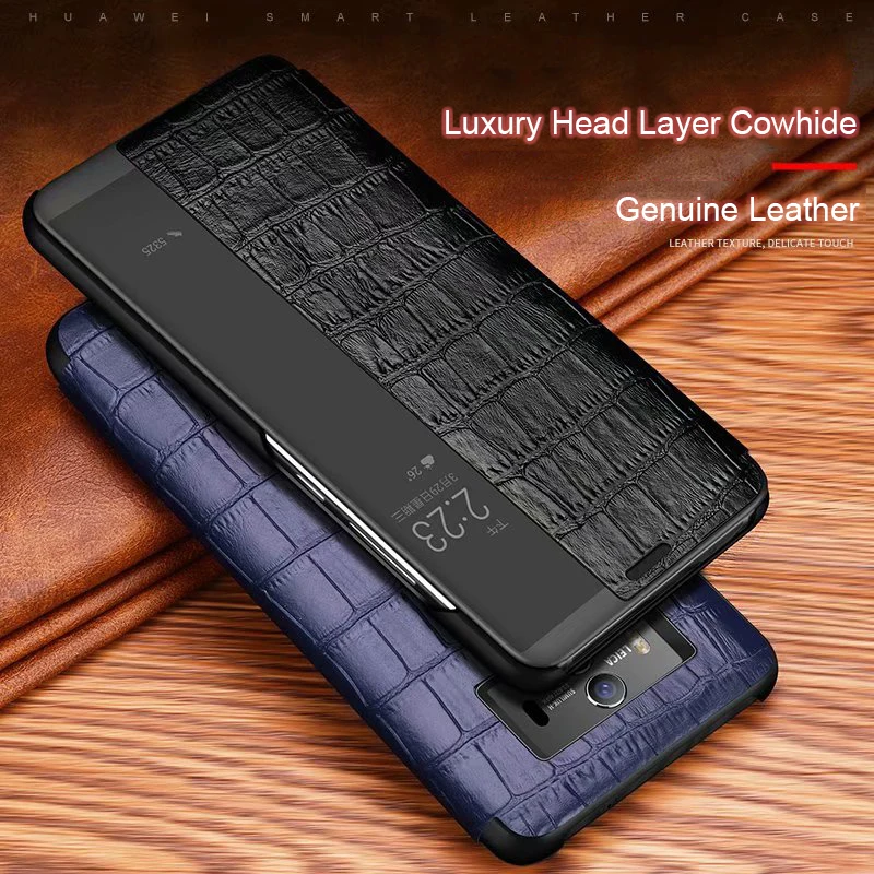 Чехол книжка из натуральной кожи с крокодиловой текстурой для Huawei Mate 20 Lite Mart Touch