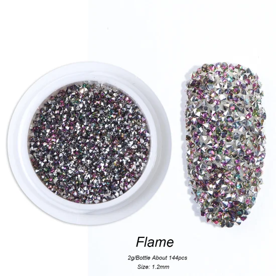 Flame 1,2 мм Стразы для ногтей с кристаллами, цирконием, блестящими мини бусинами для дизайна ногтей, Ювелирное Украшение, розовое золото, 3D амулеты, Гель-лак, Самоцветы CH757 - Цвет: Flame