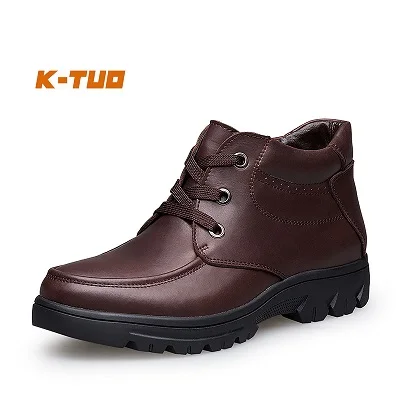 Brown Wool Lining K-TUO, Новое поступление, Мужская зимняя походная обувь, Mem, спортивная обувь из натуральной кожи с высоким берцем, зимние ботинки, большие размеры 38-50, KT-5626 - Цвет: Brown Wool Lining