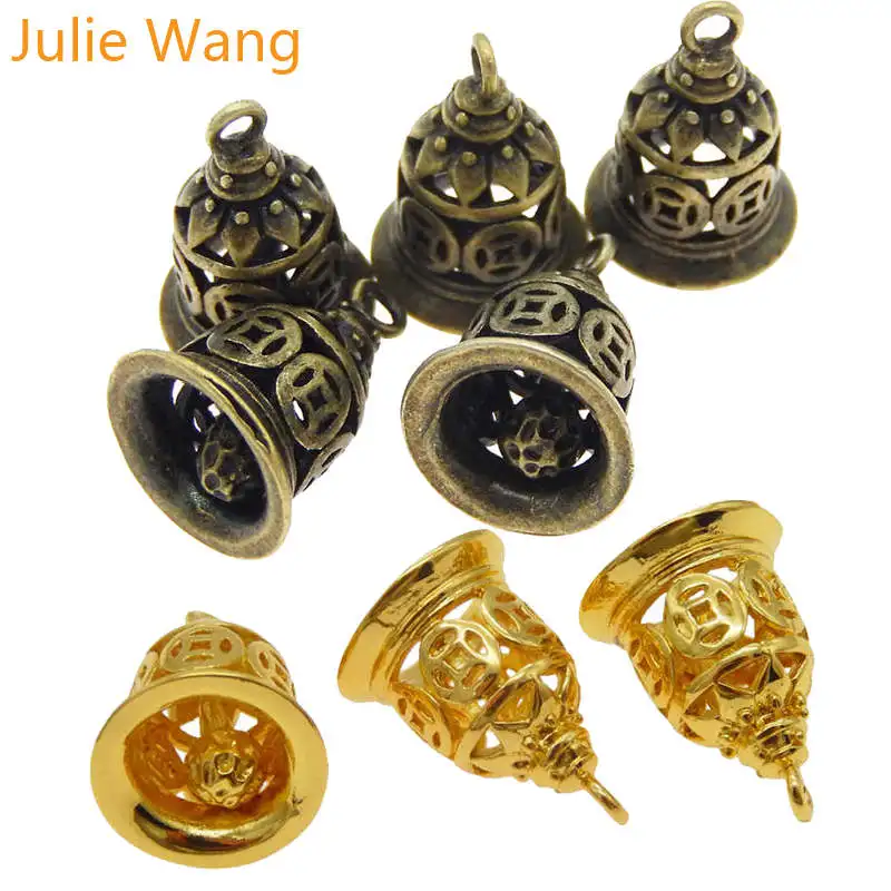 Julie Wang 4 12 шт. медные колокольчики античные бронзовые золотые без звука Ожерелье