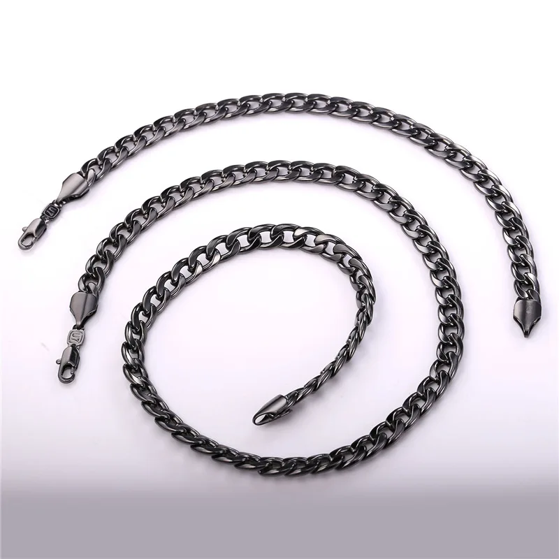 Мужской ювелирный комплект из колье и браслета под розовое золото серебро|men jewelry
