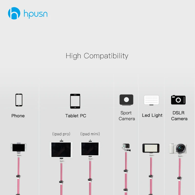 Hpusn фото портативный штатив открытый телефон Selfie Палку свет держатель ж/Bluetooth