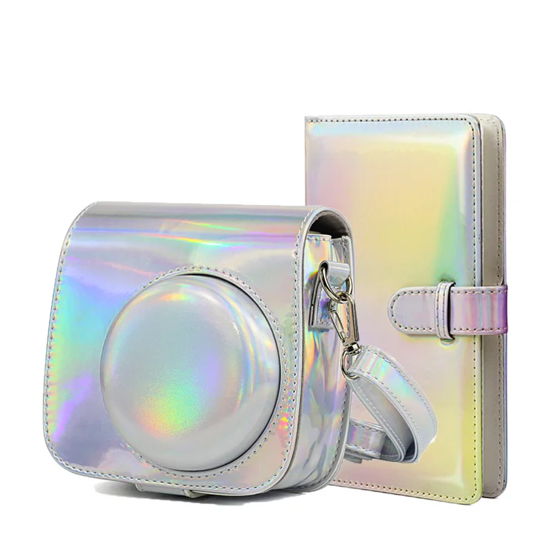 Fancy Silver Pair Fuji Fujifilm Instax Mini 9/8 чехол для камеры водонепроницаемый из искусственной кожи сумка с плечевым ремнем, 96 карманов фотоальбом - Цвет: Fancy Silver Pair