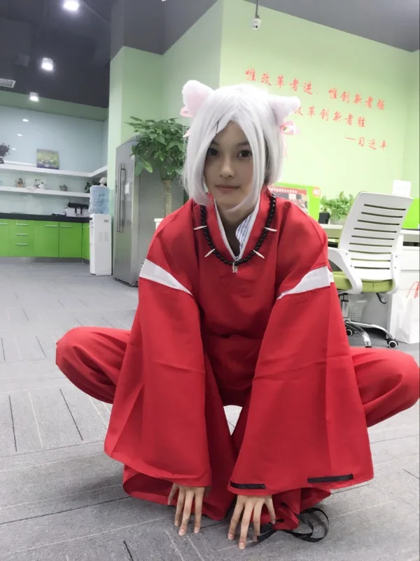 Костюм для косплея аниме InuYasha кимоно наряд + парик Сабо уши ожерелье костюмы