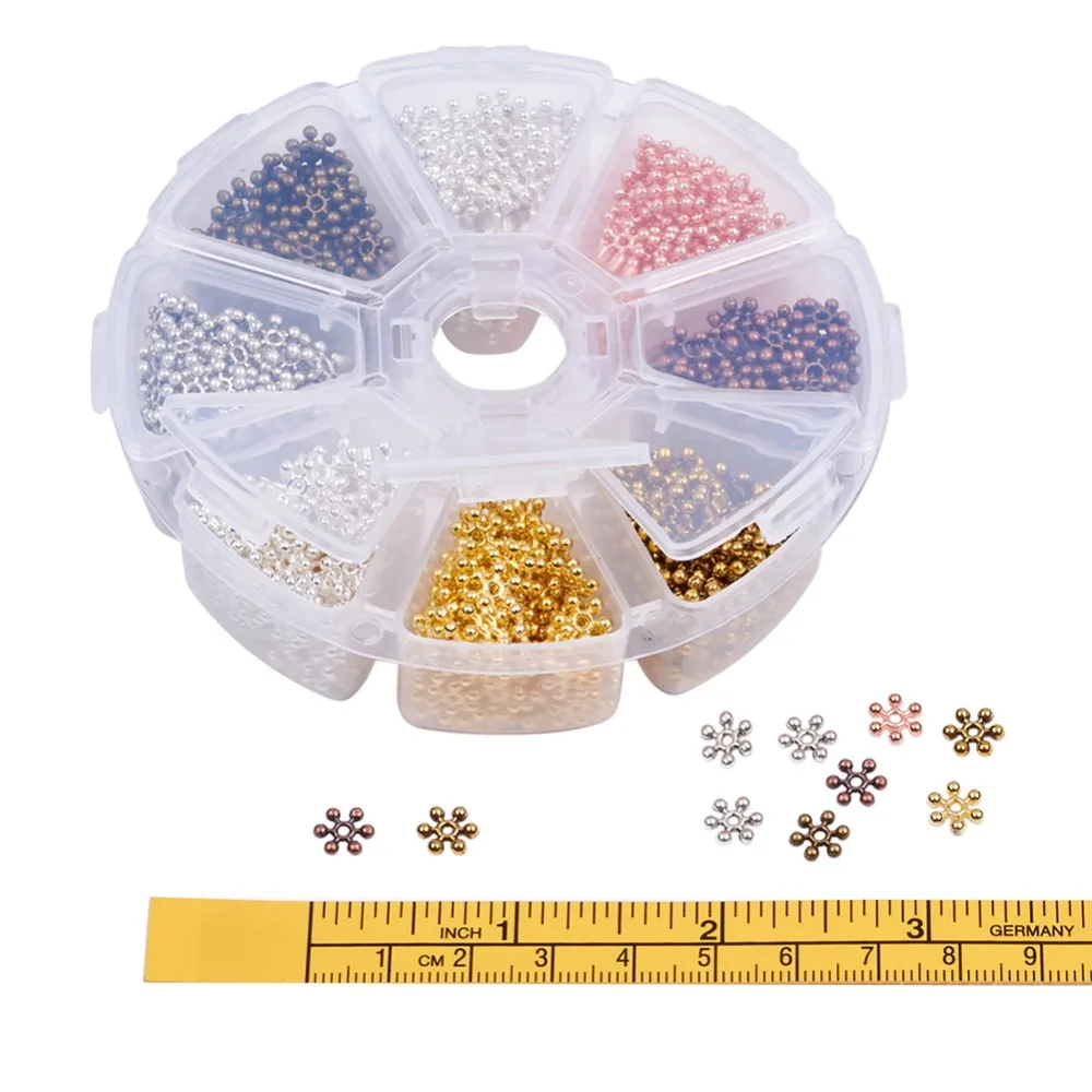 Бусины Из Сплава в тибетском стиле со снежинками цвет смешанный 8 5x2 5 мм