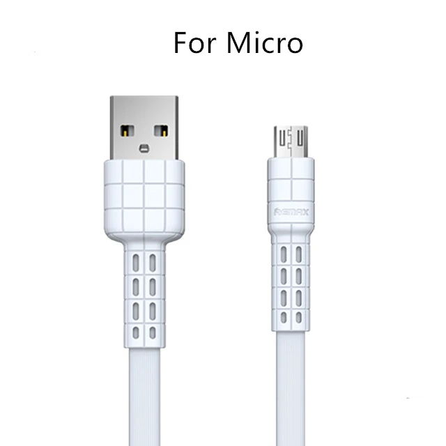 white for Micro Remax USB кабель для передачи данных плоский металлический кабель для зарядки 2.4A прочный кабель для быстрой зарядки для xiaomi samsung для iPhone 6 6 S 7 8 iPhone x - Цвет: white for Micro