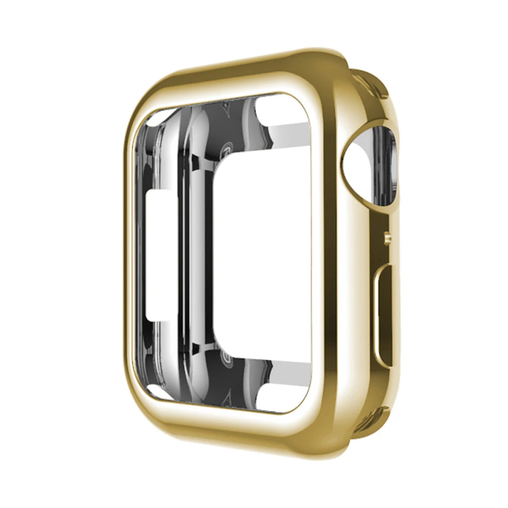 Gold Роскошная защитная накладка чехол для Apple Watch Series 5 4 3 2 1 чехол Высококачественный мягкий TPU бампер аксессуары для iwatch Shell - Цвет ремешка: Gold