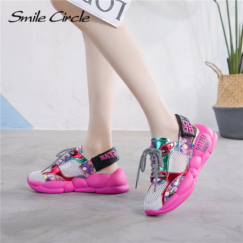Smile Circle/2019 г. летние сандалии женская обувь на платформе Модные дышащие