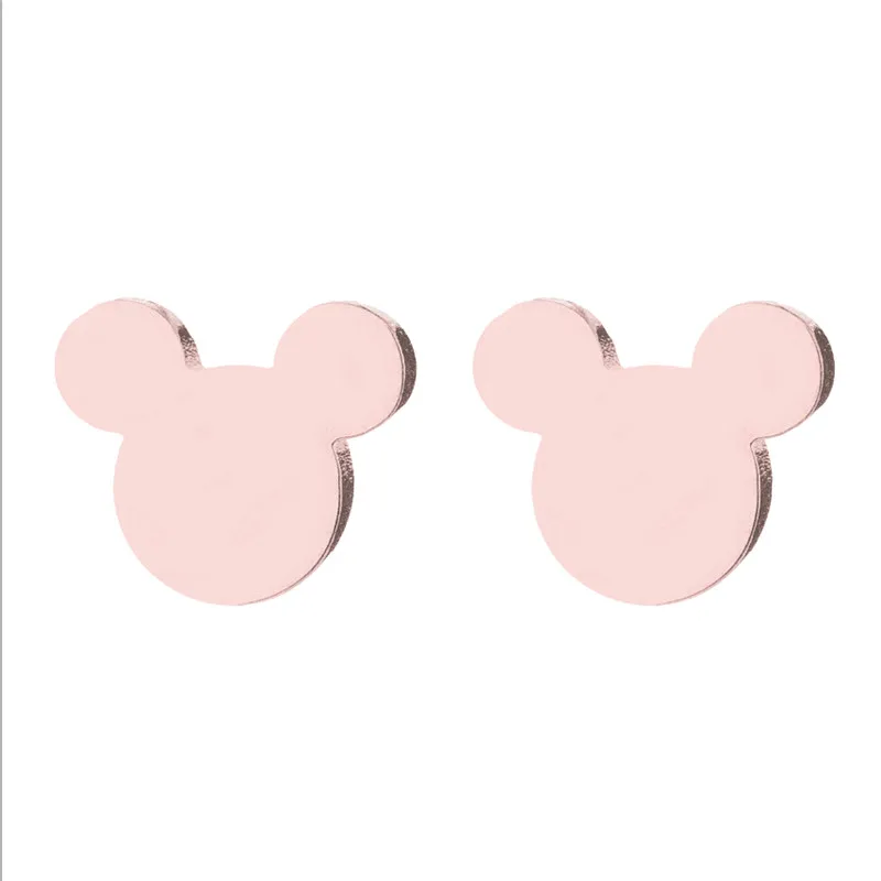 Rose Earrings Oly2u милые серьги-гвоздики с Микки Маусом для женщин, серьги-гвоздики из нержавеющей стали с мышкой, модные ювелирные изделия, серьги с маленькими животными - Окраска металла: Rose Earrings