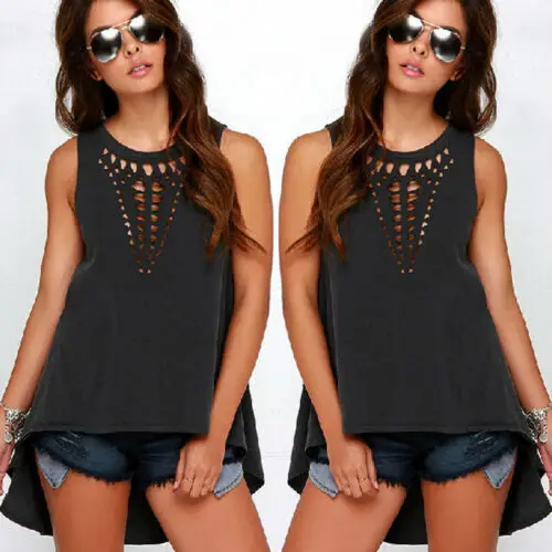 Женский летний топ кружевной без рукавов Повседневная Свободная пляжная майка