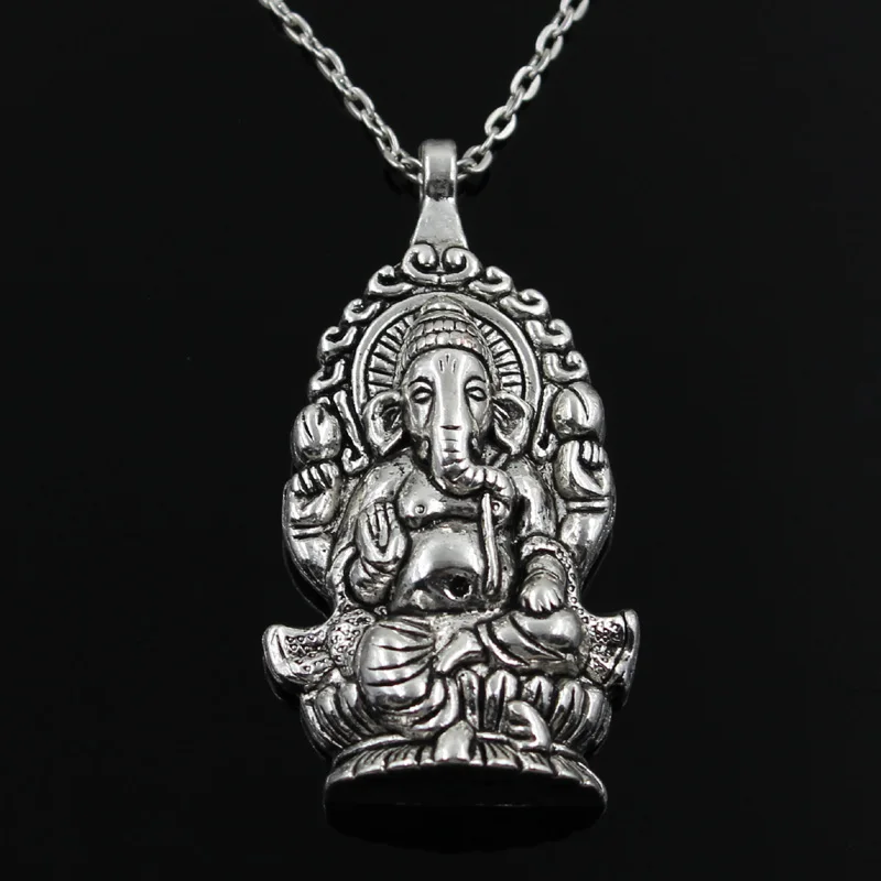 

New Fashion Ganesha Buddha Elephant Pendants Round Cross Chain Short Long Mens Womens Silver Color Necklace Jewelry Gift