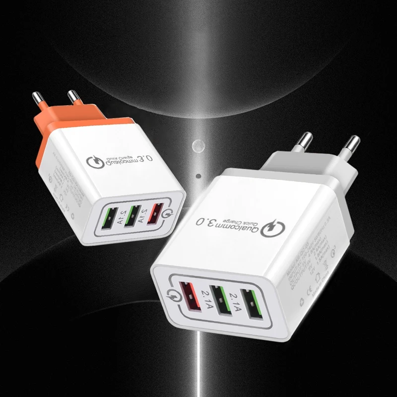 EU Plug 3USB выходное зарядное устройство для iPhone/vivo X21/Samsung S7 S9/Huawei P20 P30 nova Mate8/OPPO R17