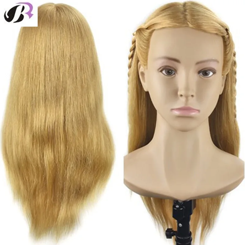 Master 20Inch Hairdressing Dolls Head Female Mannequin Hairdressing Styling Training Head Shoulder 100 Human Hair Mannequin Head
