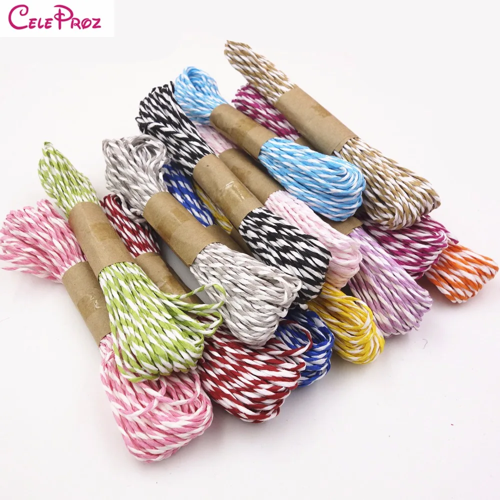 10M/PC Twisted Dual Color Paper Jute Raffia Rope DIY Craft Giftbox Wrapping Twine Thread Artifical Burlap Hessain | Дом и сад