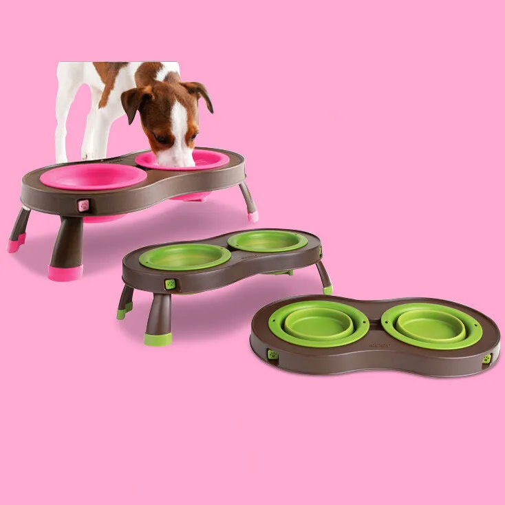Двойная собачья миска безопасная для еды домашних животных складная воды с PS