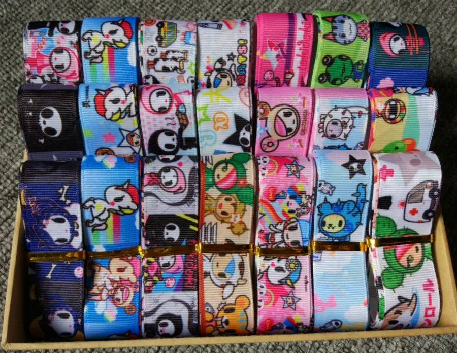 Случайный набор 7/" 22 мм мультфильм Tokidoki печатным рисунком Grosgrain ленты, 10y/lot(1Y/стиль) grtqdq010