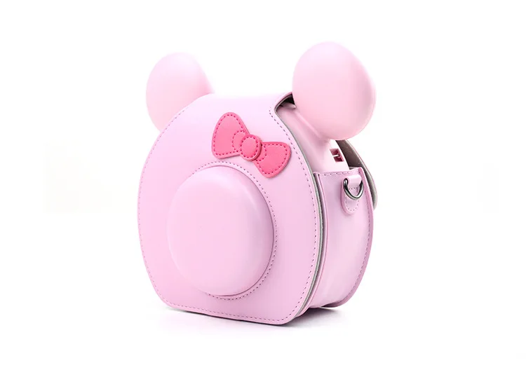 Pink Loverly чехол из искусственной кожи для камеры с ремешком для Fujifilm Instax TsumTsum Polaroid camera Portector - Цвет: Pink