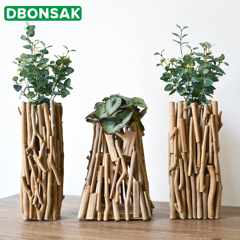 Деревянная Геометрическая ваза ручной работы четырехсторонний треугольник