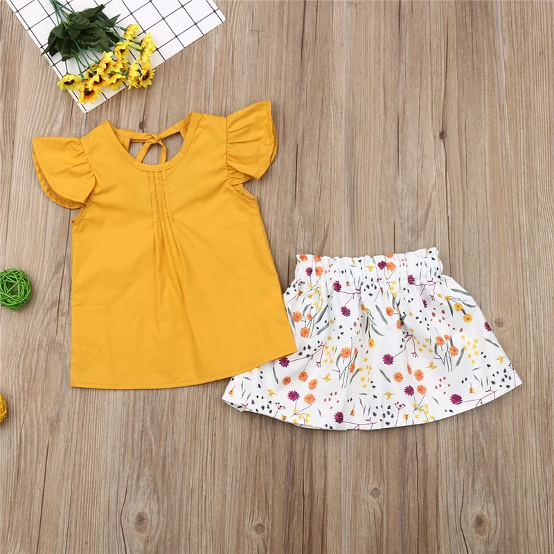 Комплект детской одежды из 2 предметов для маленьких девочек Футболка с