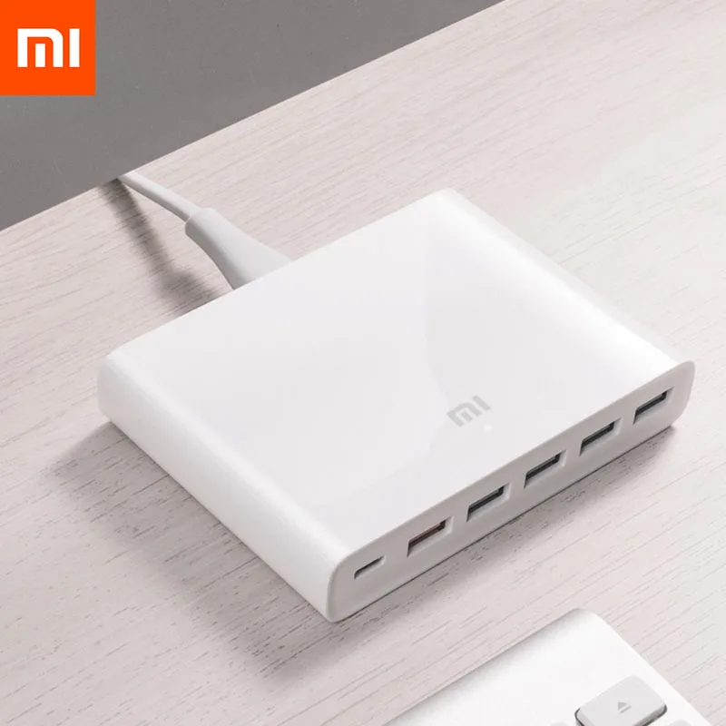 Быстрое зарядное устройство Xiaomi для смартфона 60 Вт выход Type C 6 портов USB QC 3 0