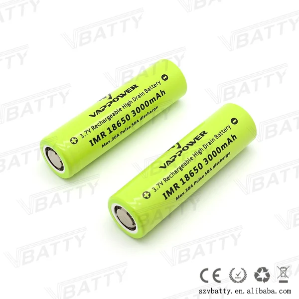 Vappower IMR 18650 3000 мАч 30A 3 7 В перезаряжаемый литий ионный аккумулятор с высоким