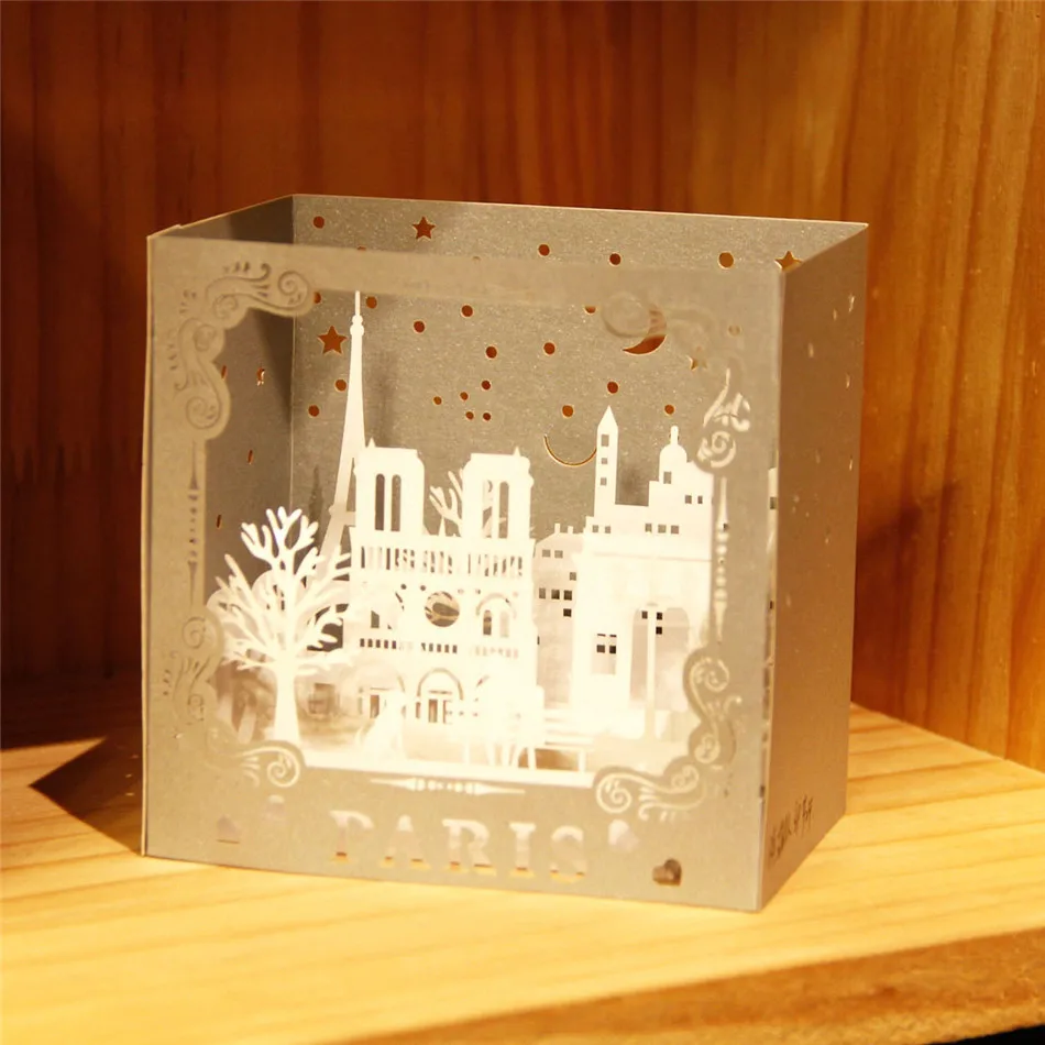 С Днем Рождения 3D Pop up ручной работы Париж открытки лазерной Винтаж приветствие