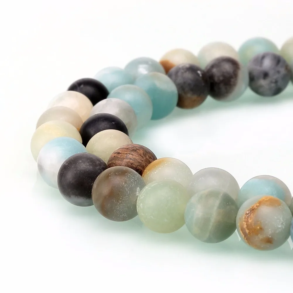 

4-12mm Natural Stone Beads Round Gorgeous Colorful Amazonite Matte Agata Loose Beads For Diy Jewelry Making Necklace Bracelet