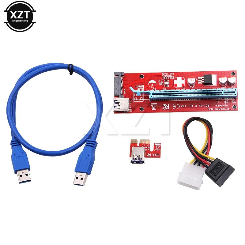 Карта расширения PCIe PCI E Express 1x до 16x USB 3 0 кабель для передачи данных SATA 4 контакта IDE