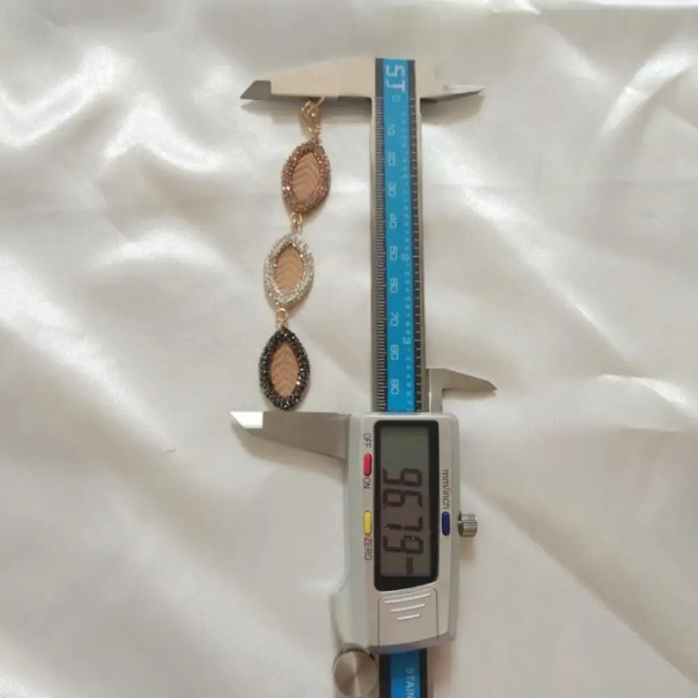 4 слоя золотого олова сплава листьев серьги черный Серебряный горный хрусталь