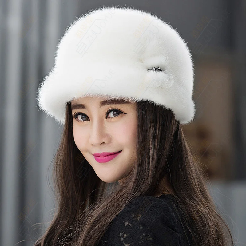 New fashion winter fur hat Mink fedora for women wide brim wedding hats fascinator ZY09 | Аксессуары для одежды