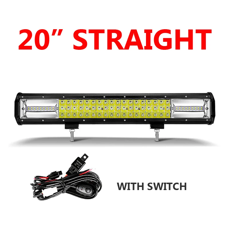 Oslamp 3 ряда 1" 20" 2" 34" 4" 50" прямой/изогнутый СВЕТОДИОДНЫЙ светильник бар 4x4 внедорожный светодиодный рабочий светильник 6000 К пятно+ Наводнение Combo Луч светодиодный бар - Цвет: 20 straight and wire