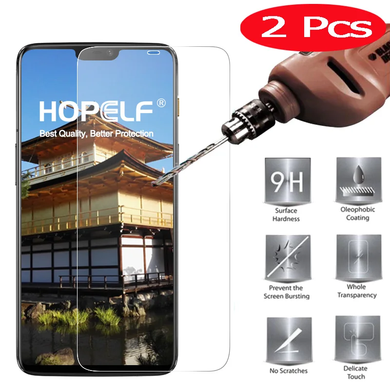 2 шт. защита для экрана HOPELF OnePlus 6 закаленное стекло 2.5D 9H OnePlus6 One Plus телефона