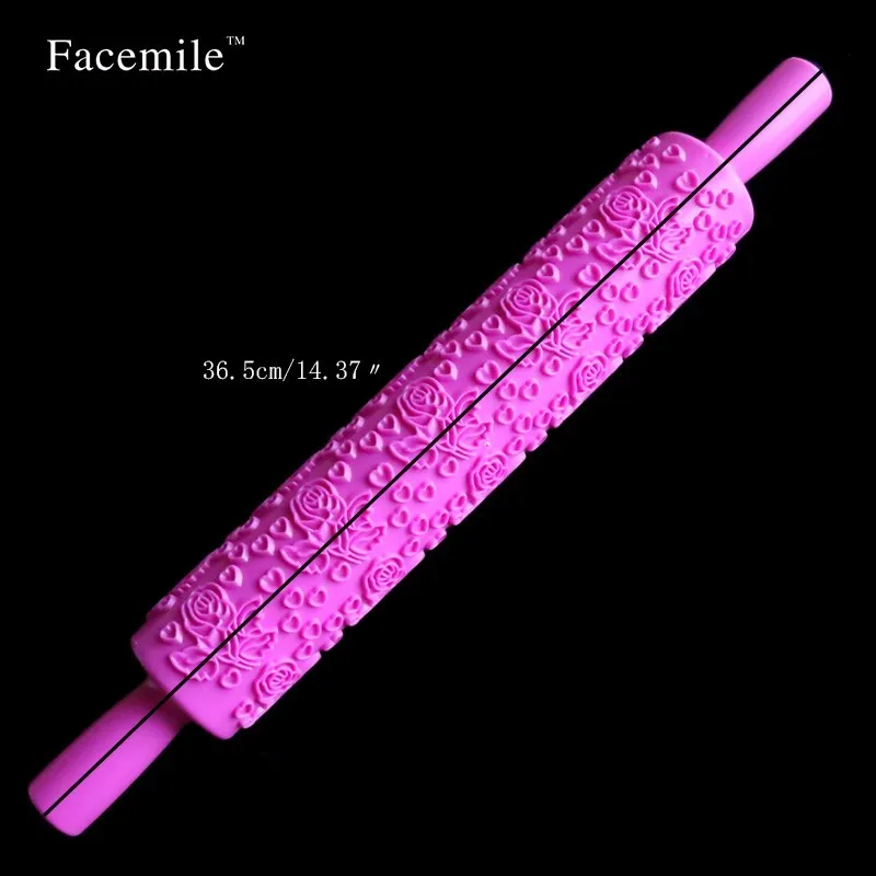 Facemile Вставить резинку текстурированная rolling Булавки Тиснение Sugarcraft Декор торта Роза и сердце Форма тиснением Инструмент 04001