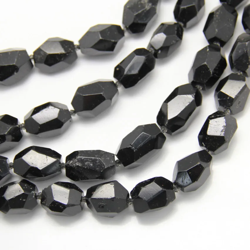 Бусины из черного турмалина граненые бусины-Nugget для ожерелья бусины-подвески