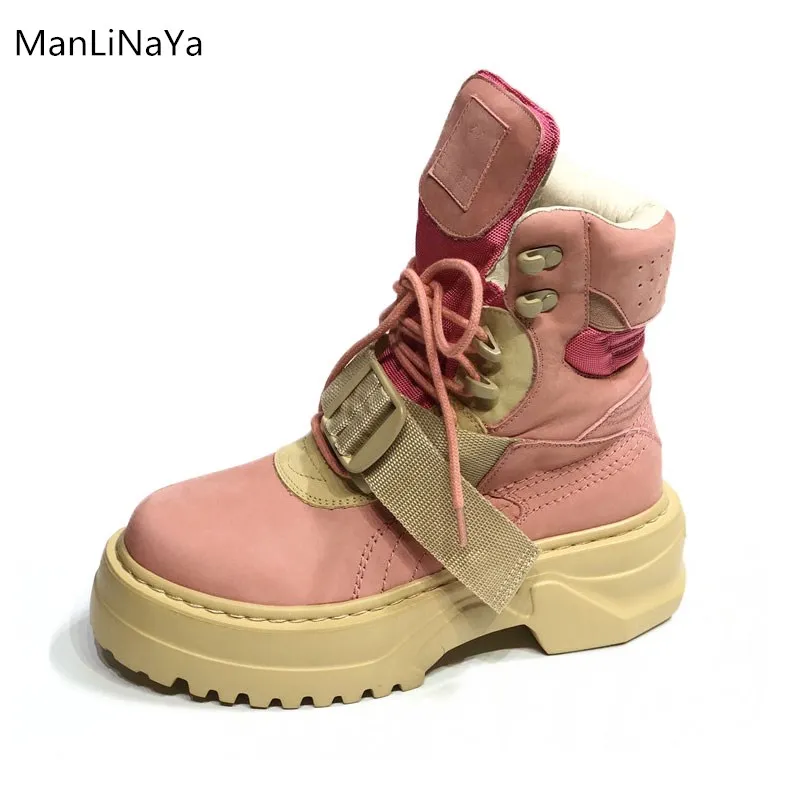 2019 Spring and autumn models high-top platform shoes leather breathable fashion student casual women's wild ankle boots | Обувь