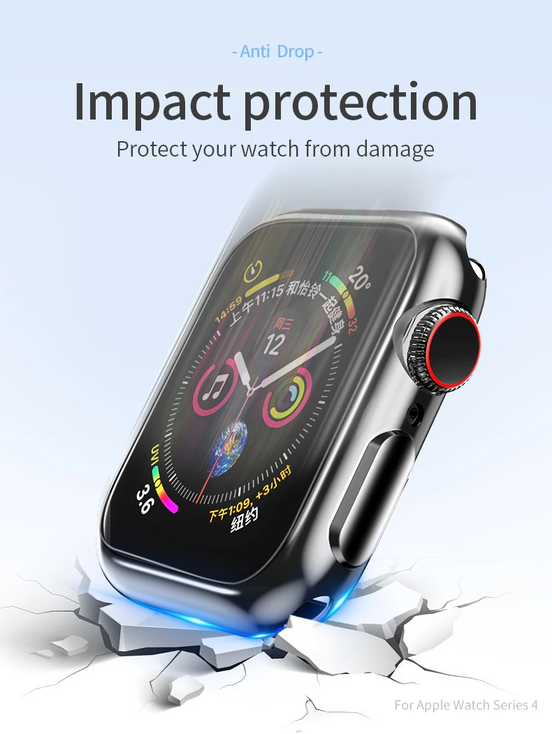 Чехол HOCO для Apple Watch 44 мм iWatch 40 ультратонкий гибкий чехол из ТПУ устойчивый к