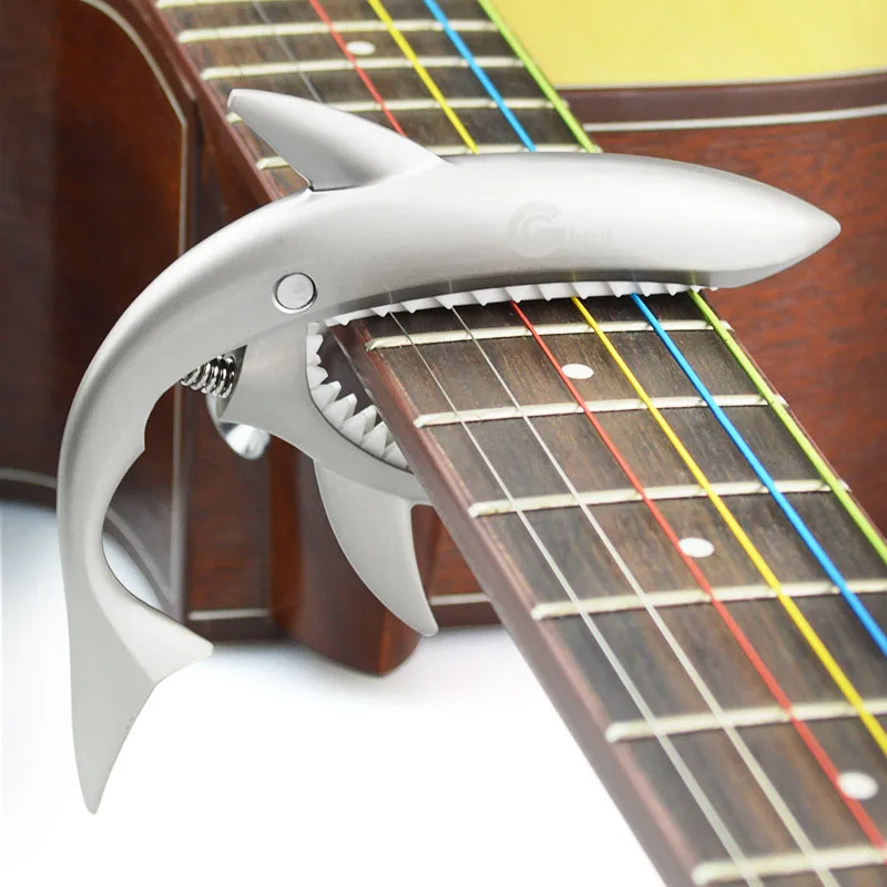 Matte Silver Металлическая Акула гитара капо струна Capotraste Violao для акустической электрической гитары ra бас 6 струн гитарные Части гитары капос - Цвет: Matte Silver