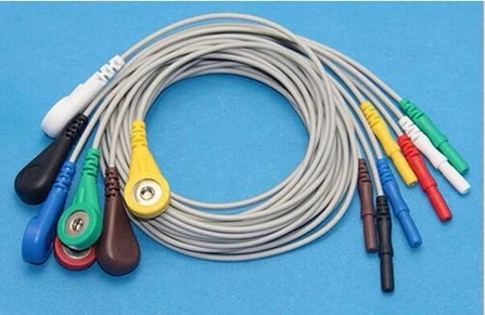 10pcs/lot Compatible New holter recorder ECG leadwire Generic DIN style 7 leads cable Snap AHA DIN1.5 TOSNAP 4 |
