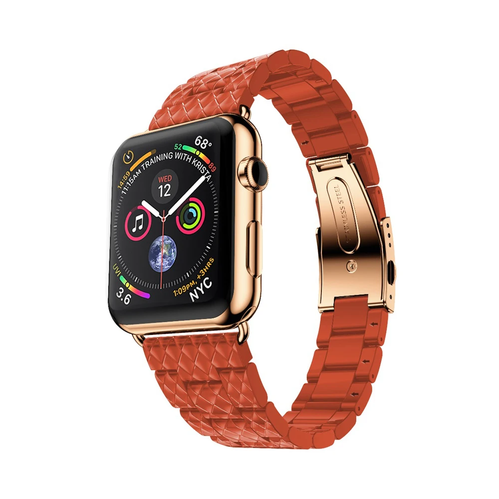 Ремешок из нержавеющей стали для Apple watch band 44 мм 40 люксовый браслет iwatch 42 38 series 3 4 5 se