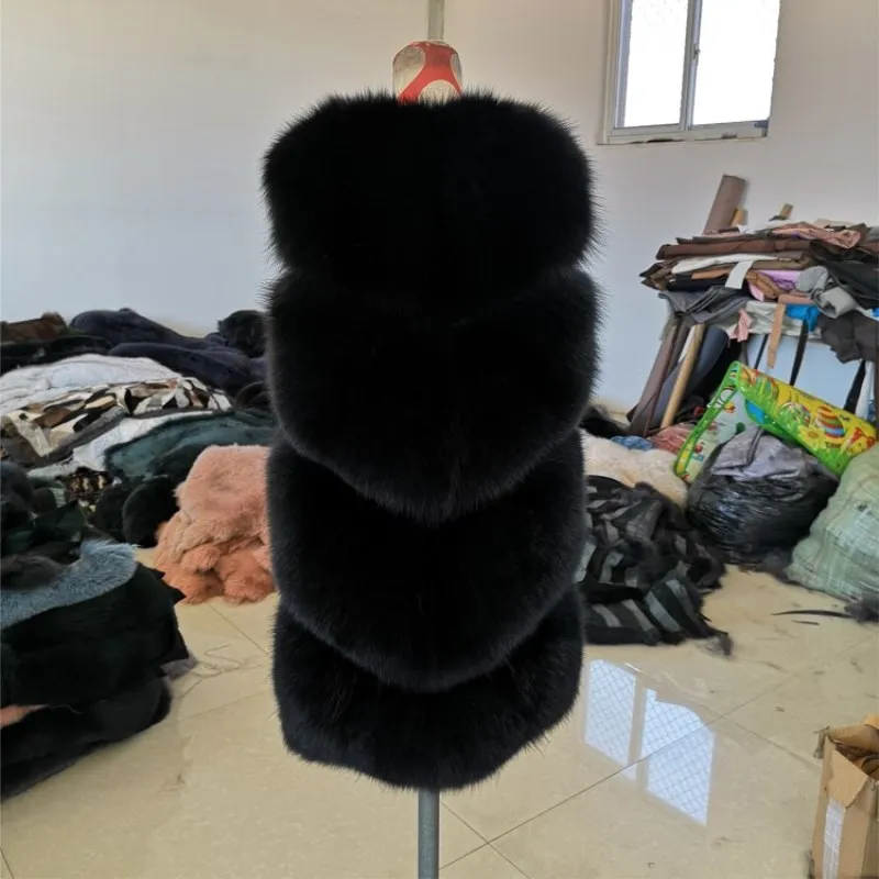 2019 меховое пальто женское зимнее из настоящего меха лисы мех трава жилет |