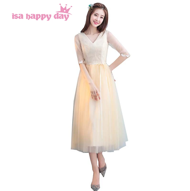 

beautiful elegant lace modern long formal tea party dresses pageant gown new great dress with lace up back and sleeves H4174