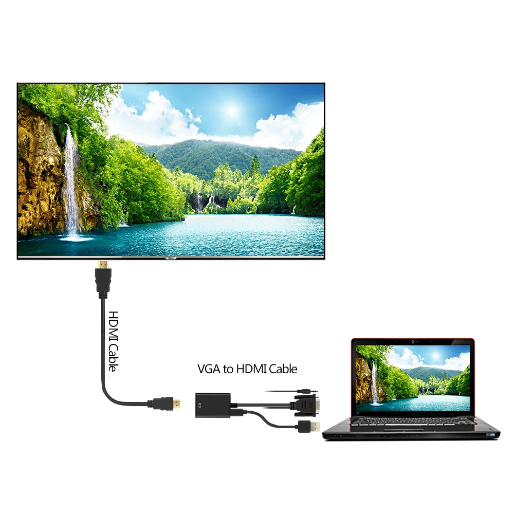 Преобразователь из VGA в HDMI кабель с аудио поддержкой 1080P адаптер типа Папа мама